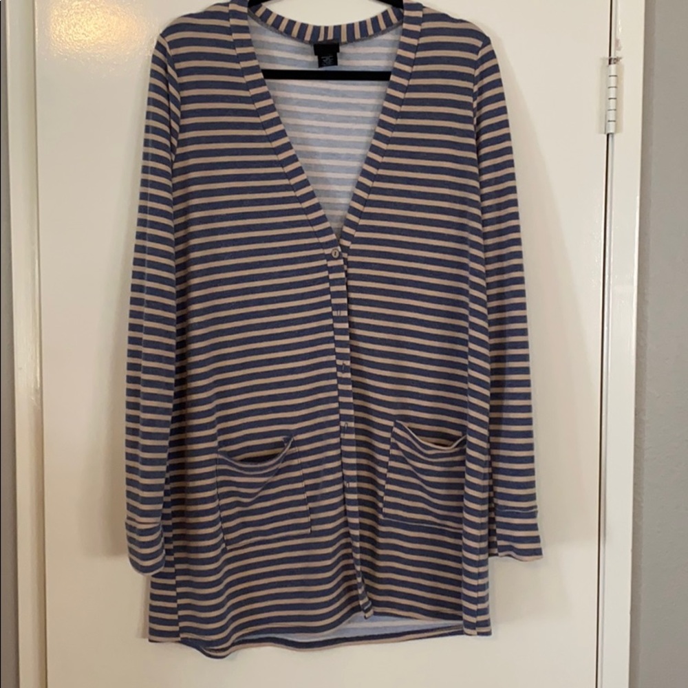 Blue & Tan stripe Agnes & Dora boyfriend cardigan
